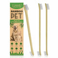 Set of three eco-friendly bamboo pet toothbrushes with soft bristles for dogs and cats