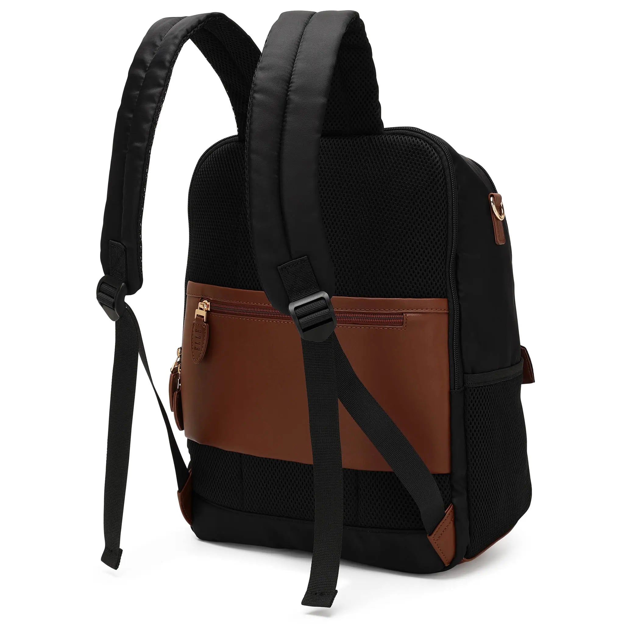 Luxe Journey 18L vegan leather and twill backpack with adjustable shoulder straps and trolley sleeve — view 5