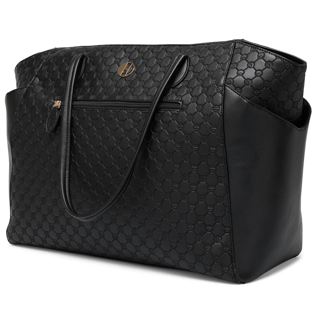 Compass Vegan Leather Monogram Weekender Tote Bag-4