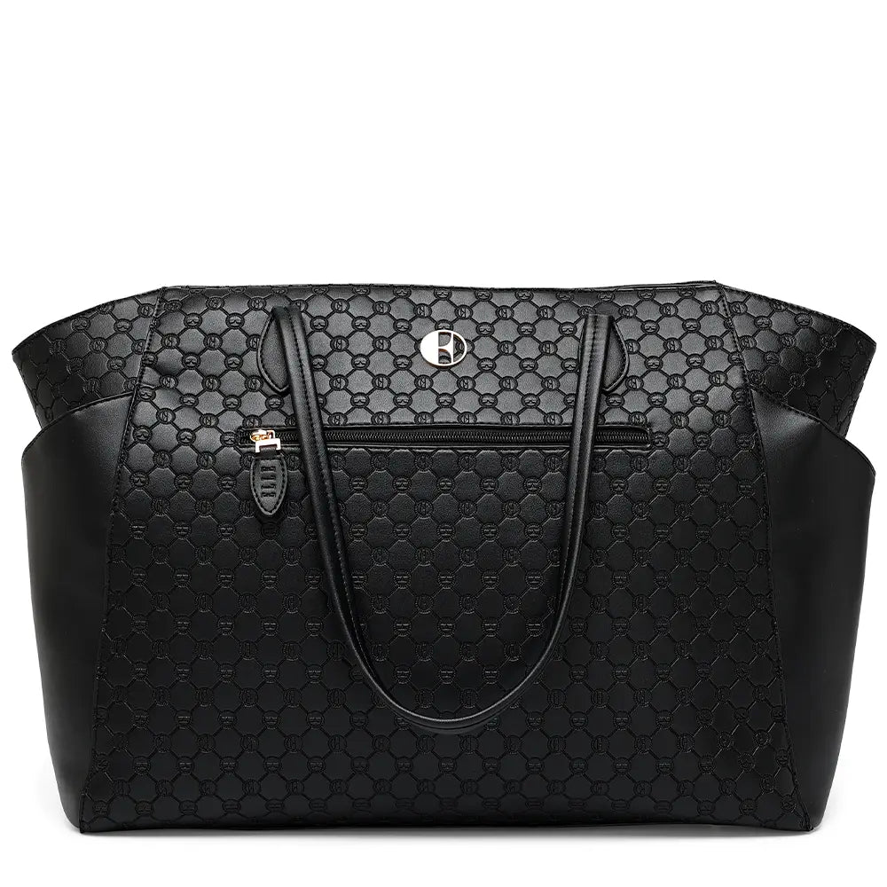 Compass Vegan Leather Monogram Weekender Tote Bag-0