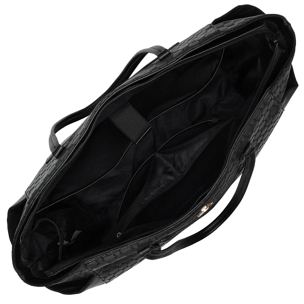 Compass Vegan Leather Monogram Weekender Tote Bag-3
