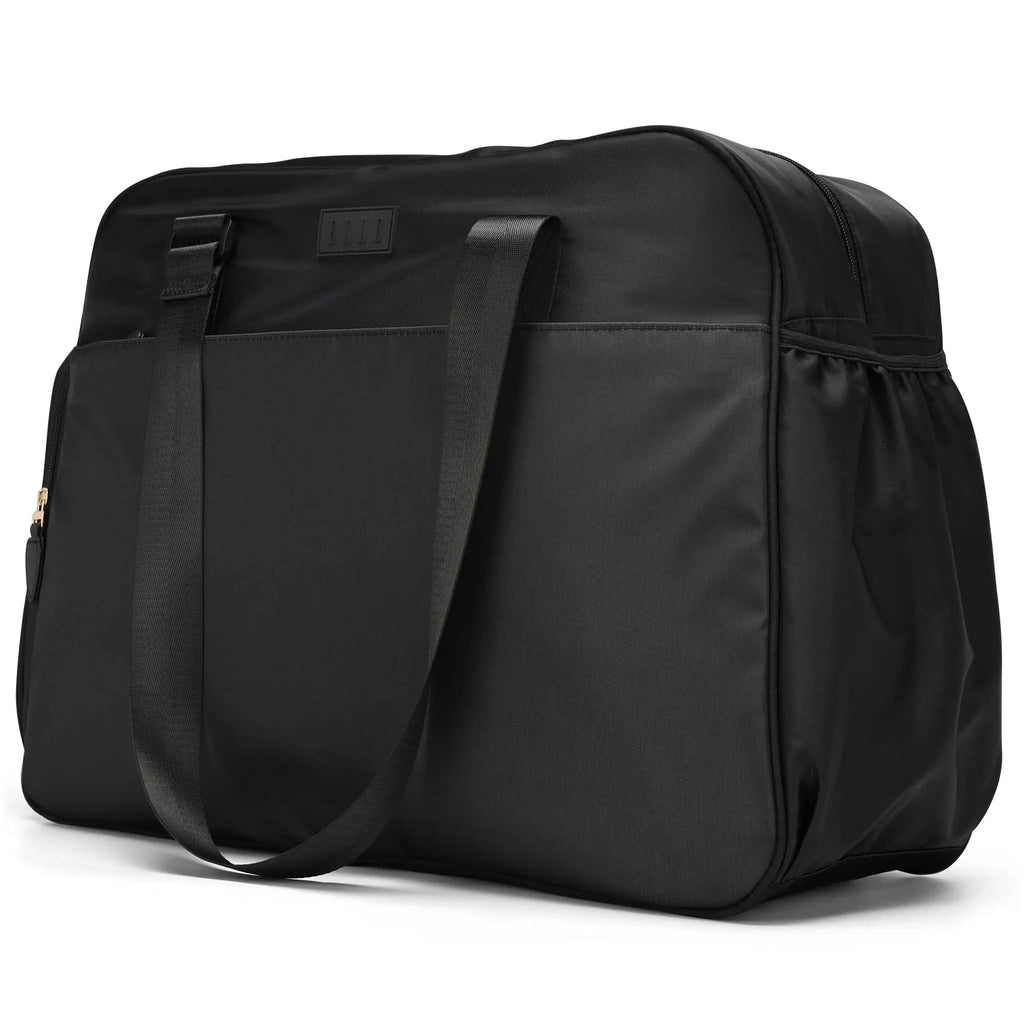 ELLE Wayfarer 40L monogram weekender duffel bag with vegan leather accents and trolley sleeve — view 5