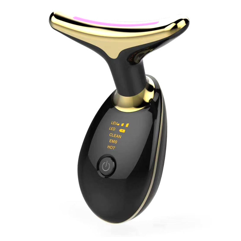 EMS thermal neck massager device with ergonomic curved design for skin lifting and anti-aging treatments. — view 3