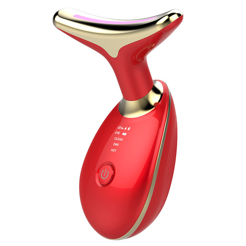 EMS thermal neck massager device with ergonomic curved design for skin lifting and anti-aging treatments. — view 4