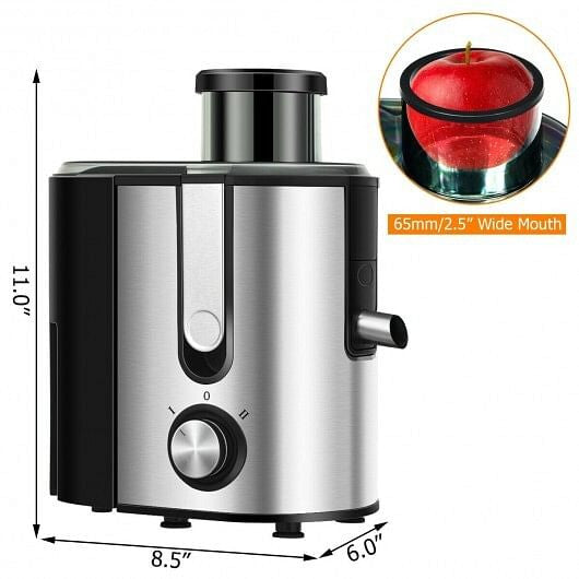 Dual-speed centrifugal juicer machine with 600ml juice cup, wide feed chute, and 1300ml pulp collector — view 2