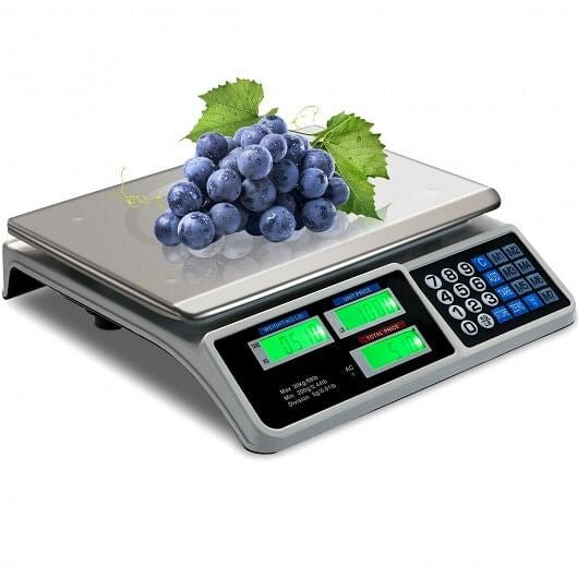 66 lbs electronic price computing scale with dual LCD screens and stainless steel weighing platform — view 4