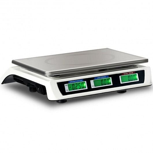 66 lbs electronic price computing scale with dual LCD screens and stainless steel weighing platform — view 5