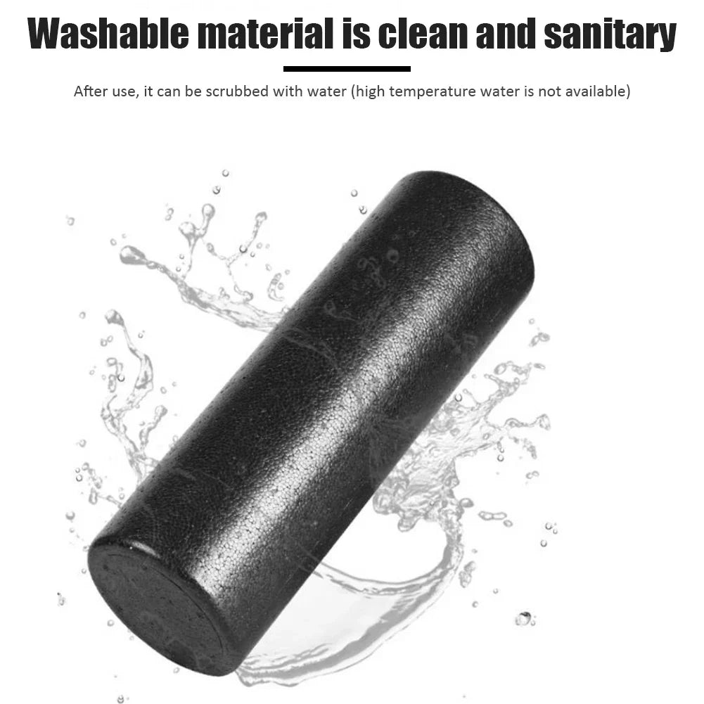 Black EPP foam roller for yoga and pilates muscle recovery massage on a clean background — view 4