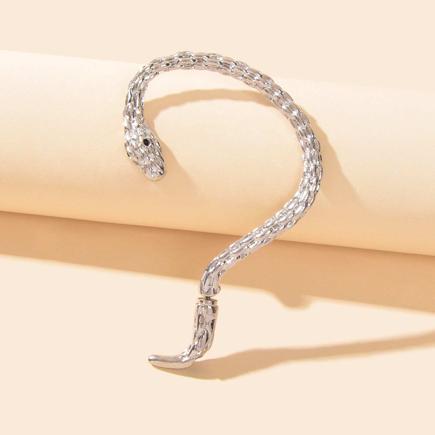 Punk snake cartilage wrap earring crawler stud in metallic finish for asymmetrical jewelry styling — view 3