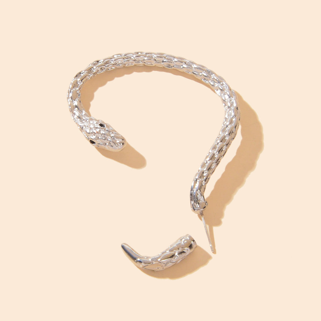 Punk snake cartilage wrap earring crawler stud in metallic finish for asymmetrical jewelry styling — view 4