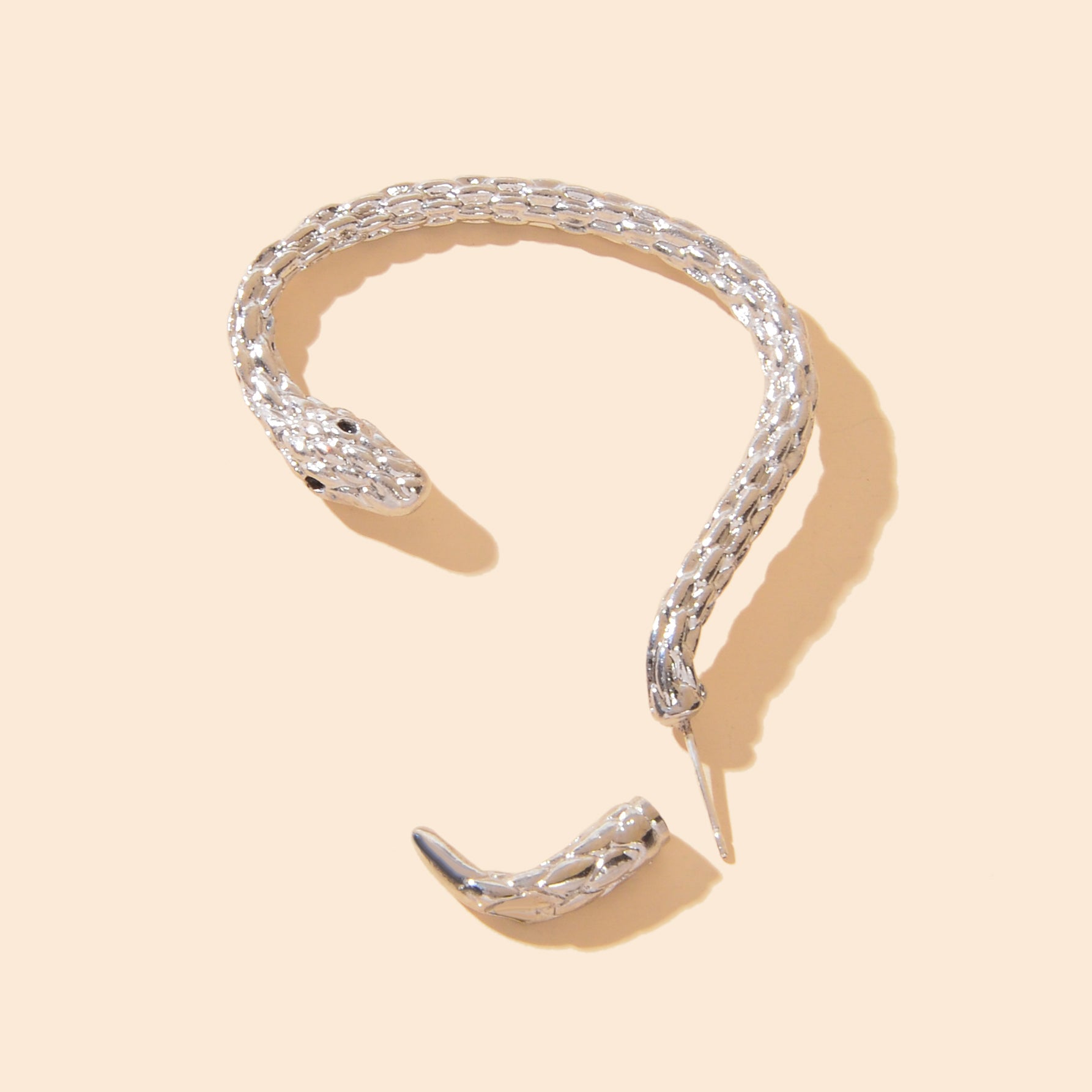 Punk snake cartilage wrap earring crawler stud in metallic finish for asymmetrical jewelry styling — view 4