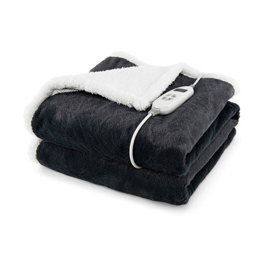 Pink electric heated blanket throw in soft sherpa fleece and faux rabbit velvet — view 5