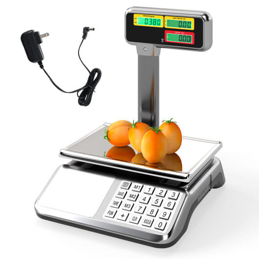 Digital commercial food scale with dual LCD pole display and stainless steel weighing platform — view 5