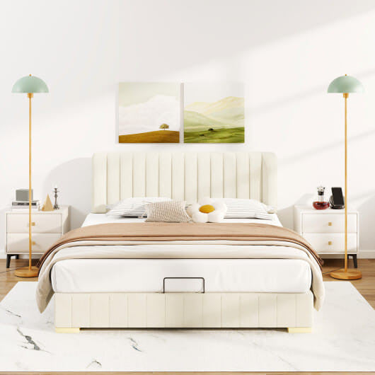 Modern standing floor lamp with elegant shatterproof shade, heavy weighted base, and convenient foot switch