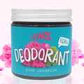 Natural vegan deodorant balm in a small reusable glass jar infused with pure essential oils