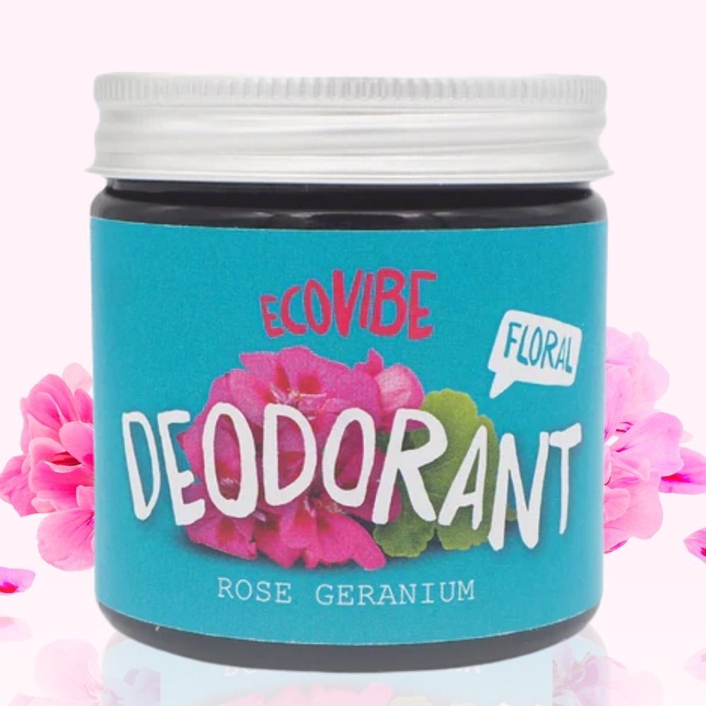 Natural vegan deodorant balm in a small reusable glass jar infused with pure essential oils