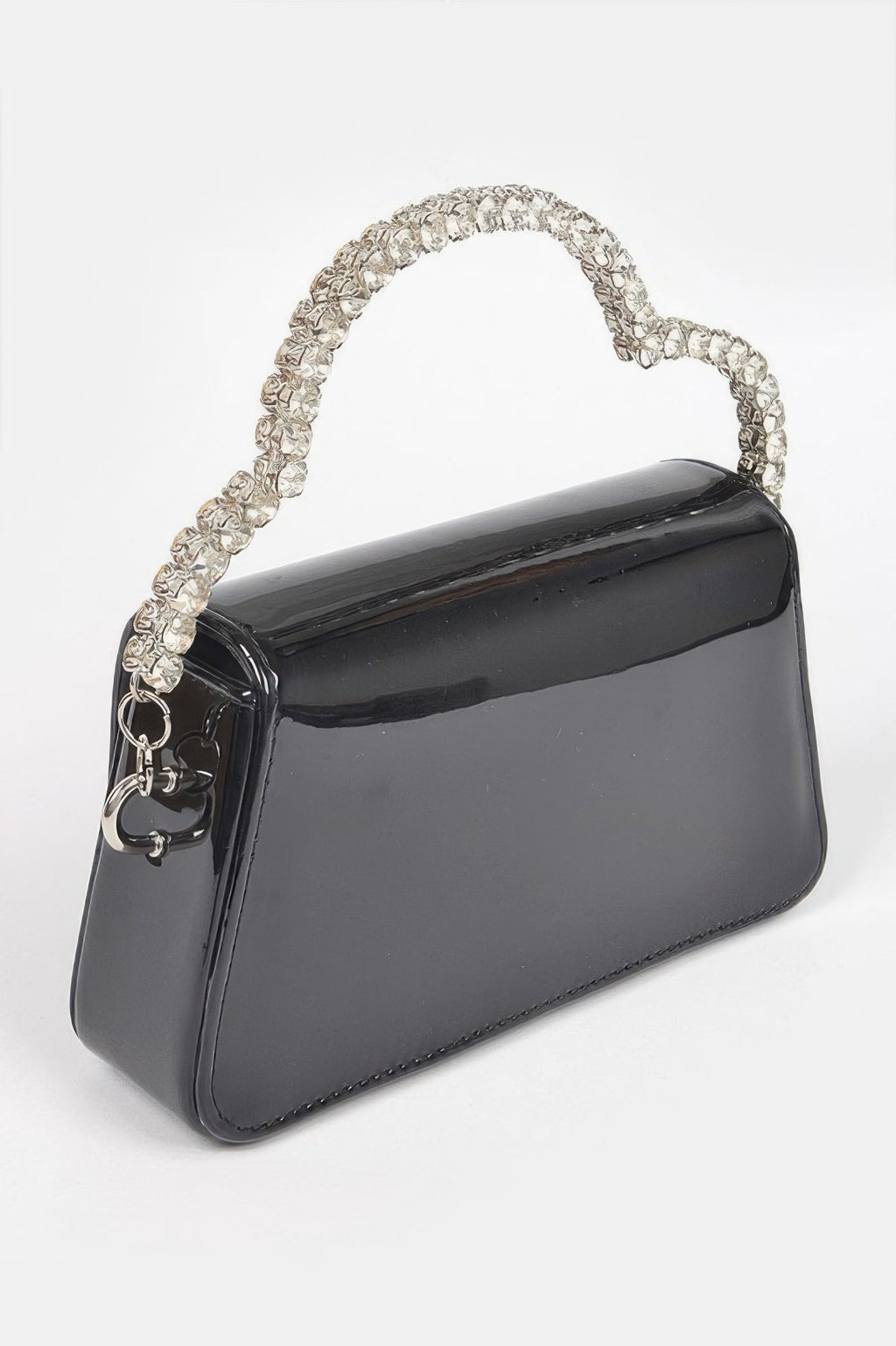 Glitter evening bag with structured silhouette and sparkling rhinestone top handle for formal events — view 3