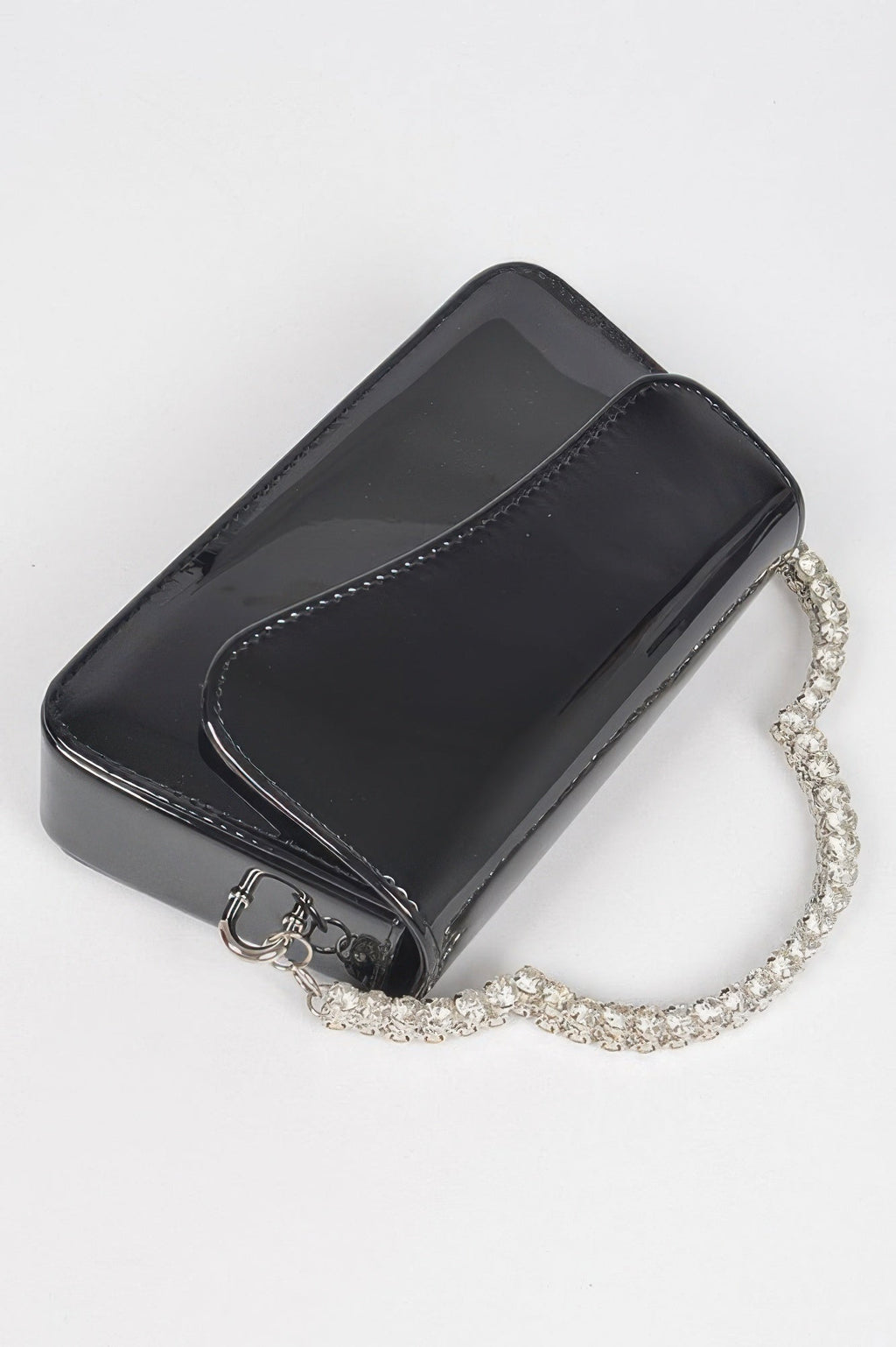 Glitter evening bag with structured silhouette and sparkling rhinestone top handle for formal events — view 4