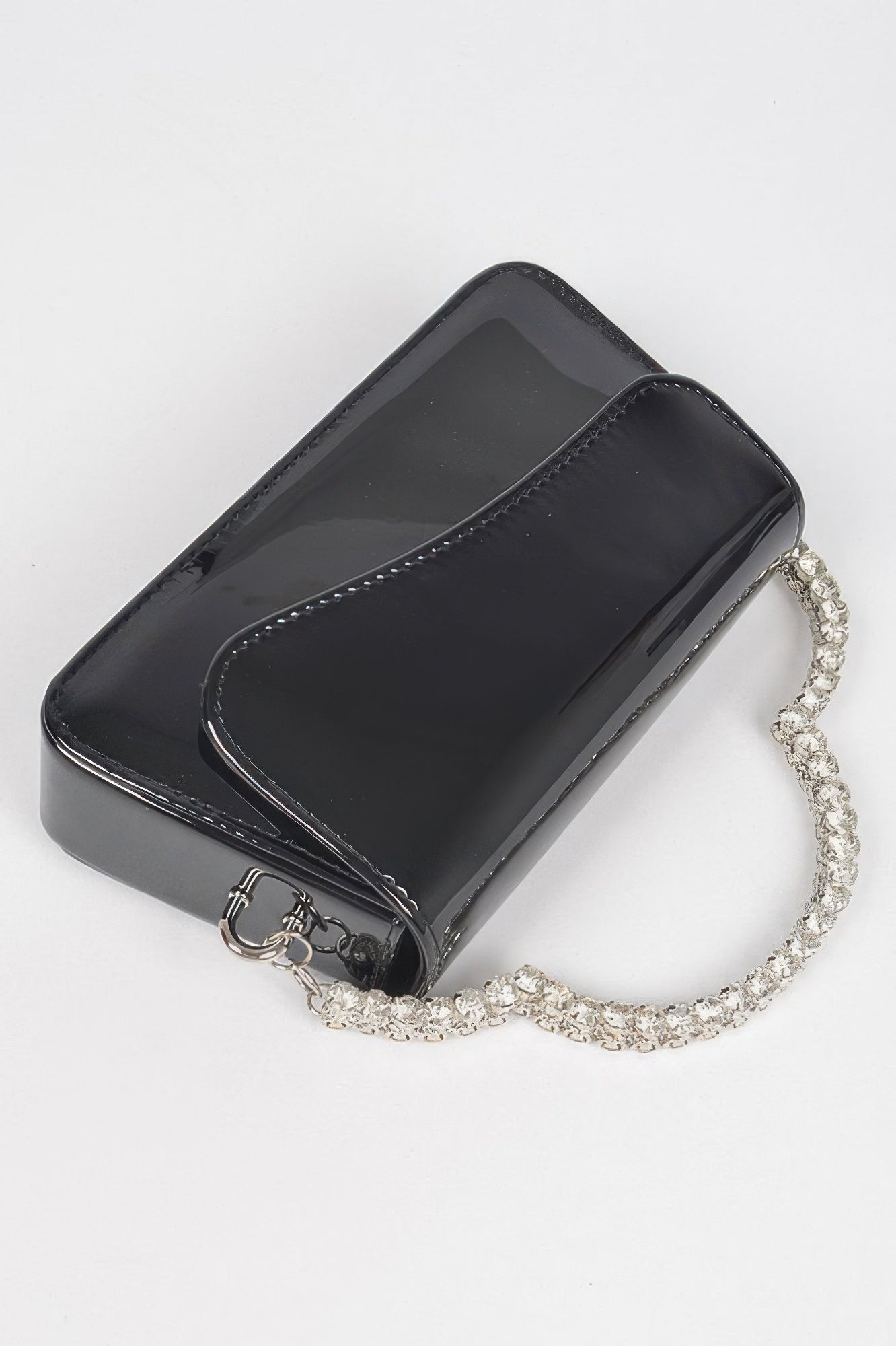Glitter evening bag with structured silhouette and sparkling rhinestone top handle for formal events — view 4