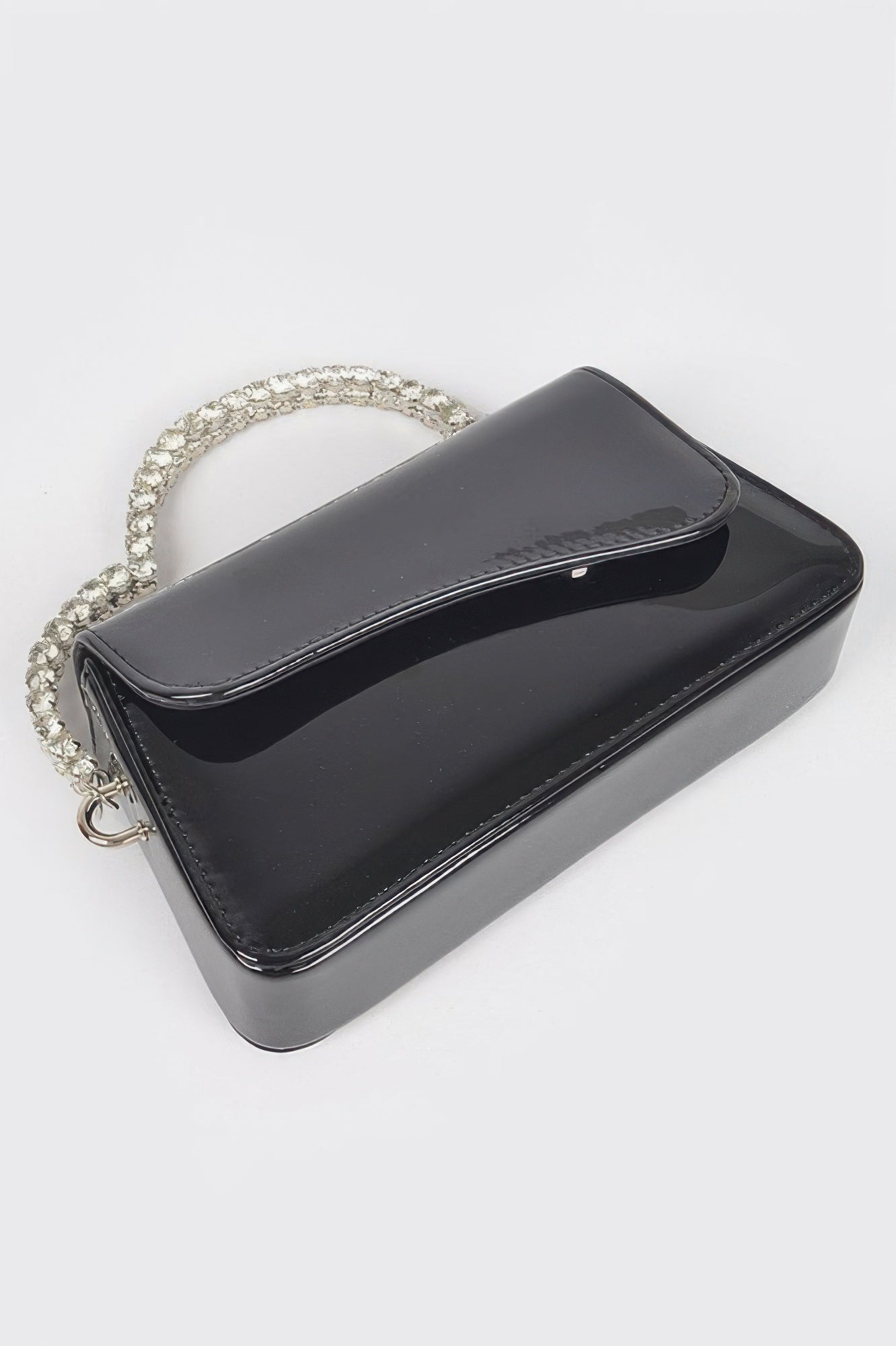 Glitter evening bag with structured silhouette and sparkling rhinestone top handle for formal events — view 5