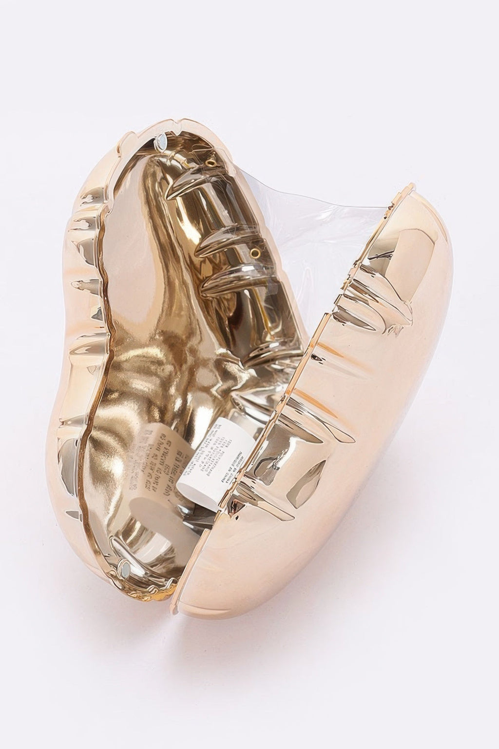 Valentine heart-shaped acrylic evening bag clutch with glossy hard case and metallic accents — view 4
