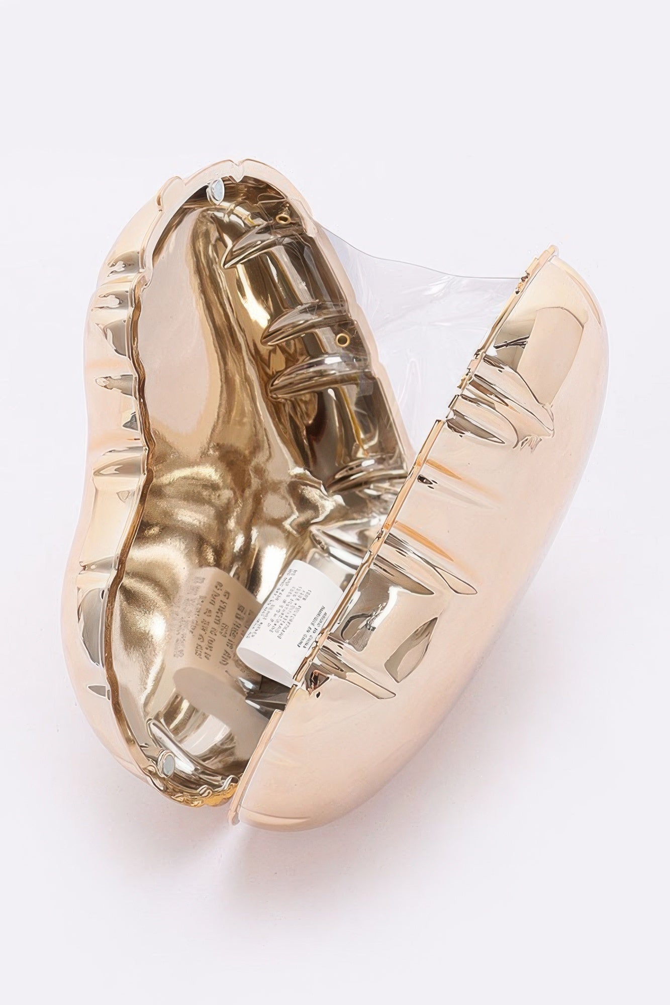 Valentine heart-shaped acrylic evening bag clutch with glossy hard case and metallic accents — view 4