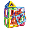 Educational magnetic building set featuring 46 colorful geometric ABS plastic pieces for kids.