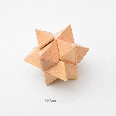 Natural wooden Kongming lock puzzle brain teaser game for children and adults — view 2