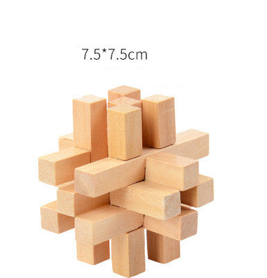 Natural wooden Kongming lock puzzle brain teaser game for children and adults — view 3