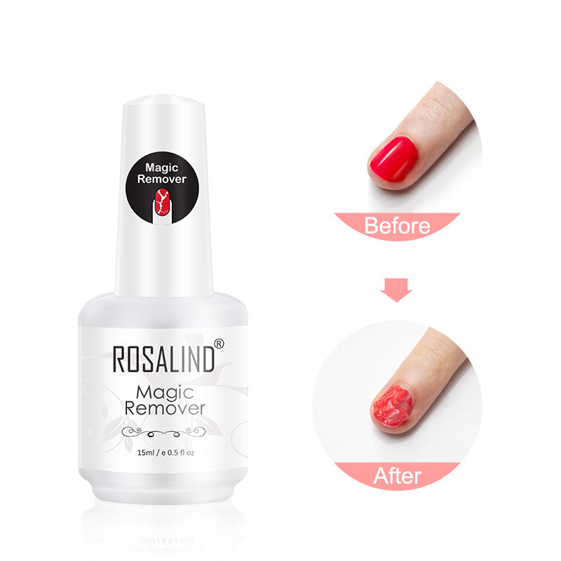 Effortless 15ml nail polish remover liquid in a bottle for fast gel and lacquer stripping