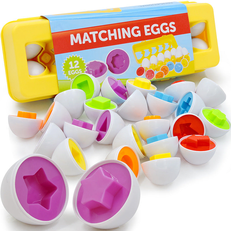 Green plastic egg shape matching educational toy for toddlers in a durable storage case — view 4
