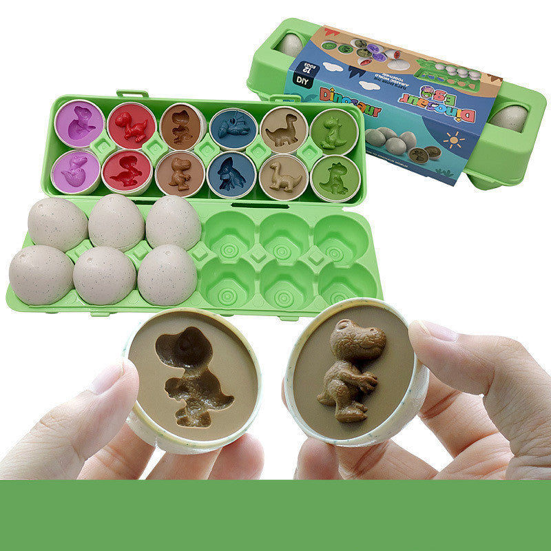 Green plastic egg shape matching educational toy for toddlers in a durable storage case — view 5