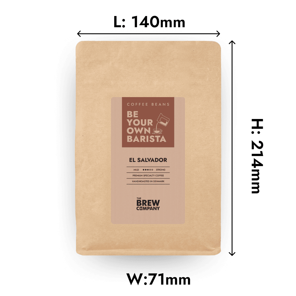 El Salvador whole coffee beans inside an eco friendly kraft paper pouch for maximum freshness — view 2
