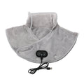 Grey USB electric heating neck and shoulder massager wrap made of soft plush velvet material