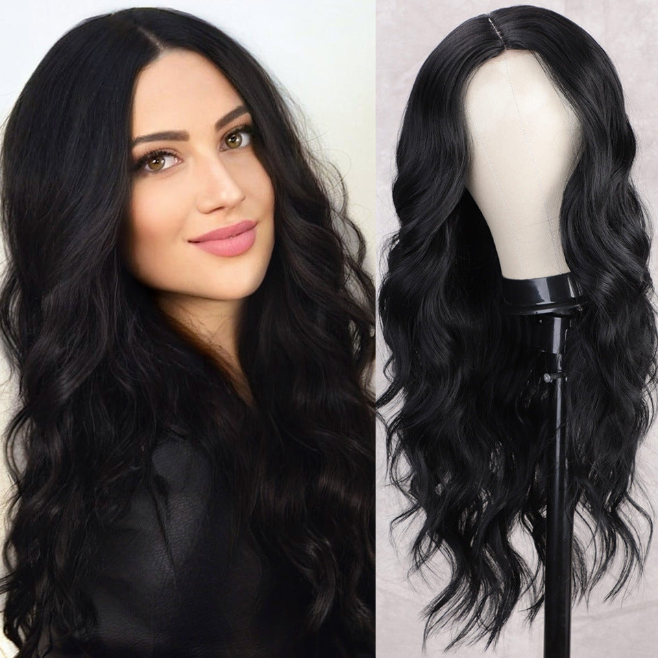 Elegant long curly hair wig for women featuring natural voluminous curls and stylish long front bangs — view 2