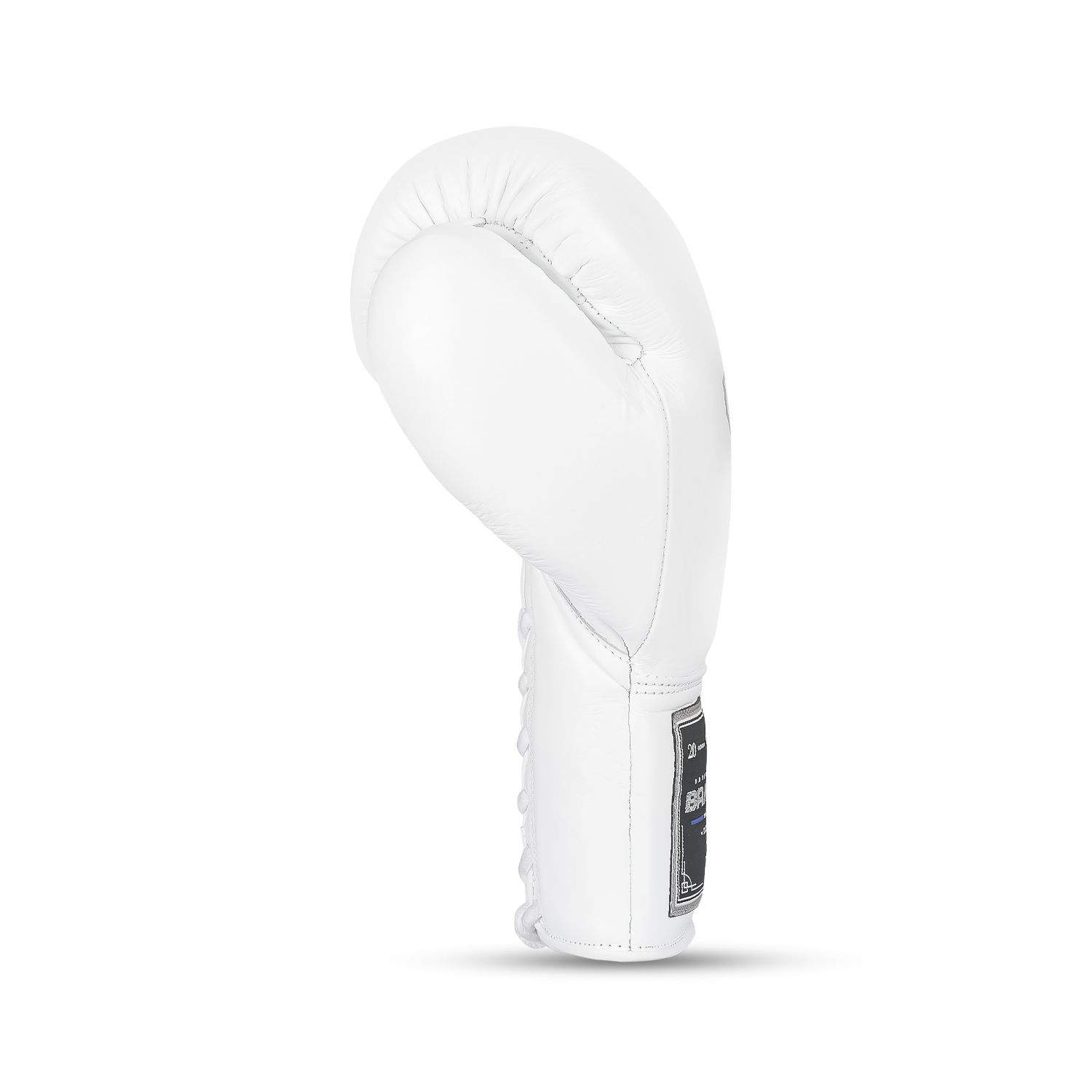 Elite Pro 2.0 lace-up boxing gloves in white and grey premium cowhide leather — view 3