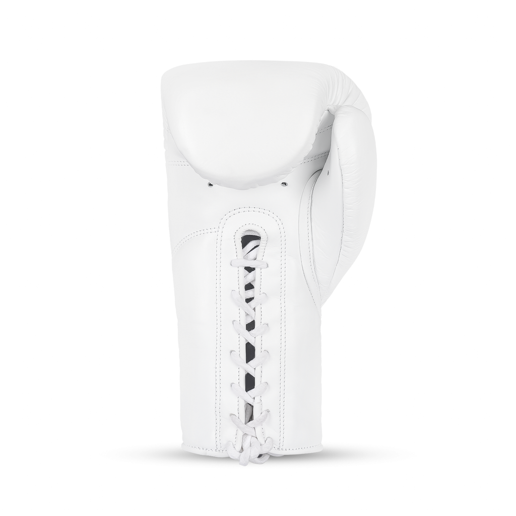 Elite Pro 2.0 lace-up boxing gloves in white and grey premium cowhide leather — view 4