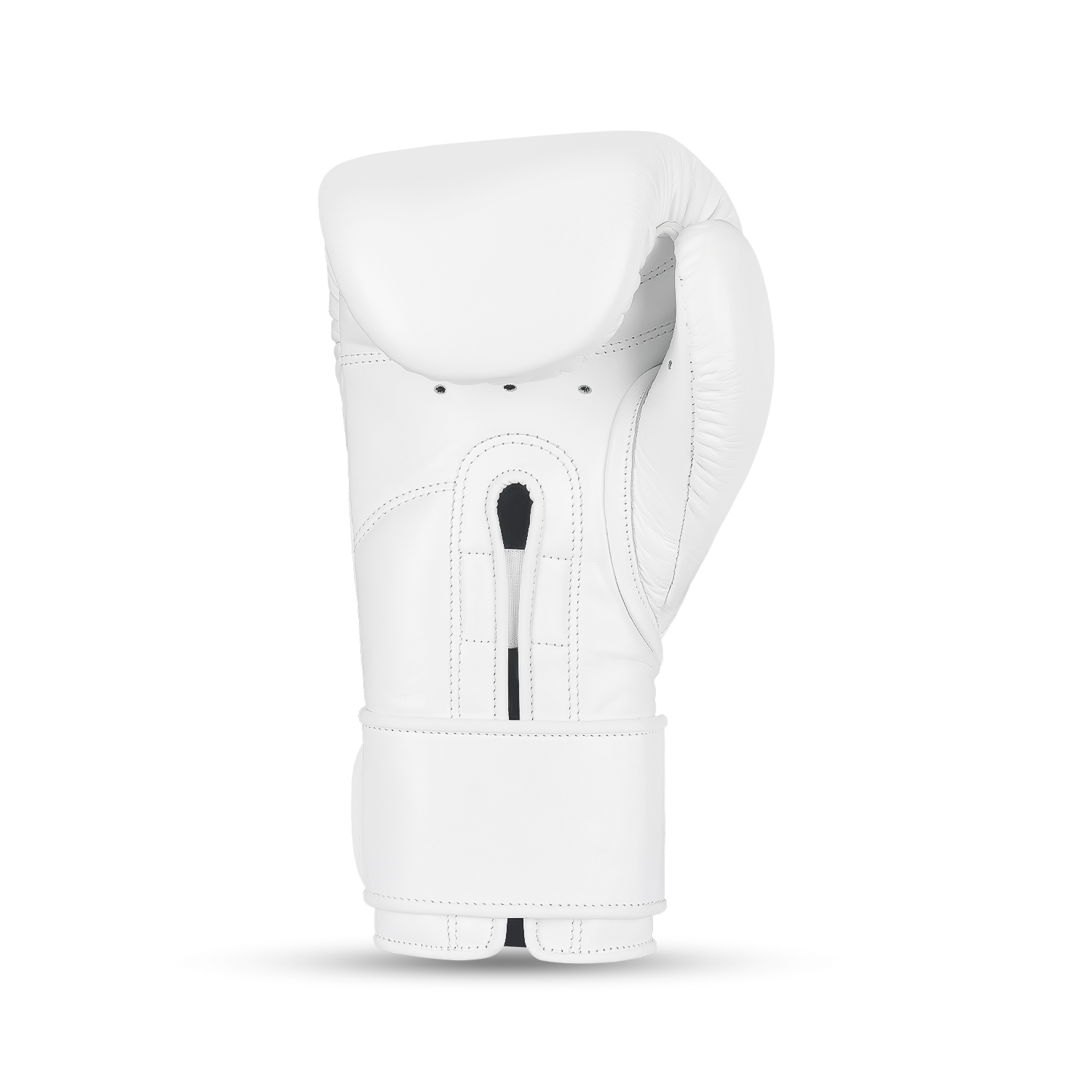 White and grey velcro boxing gloves made from genuine cowhide leather with reinforced foam cuffs. — view 4