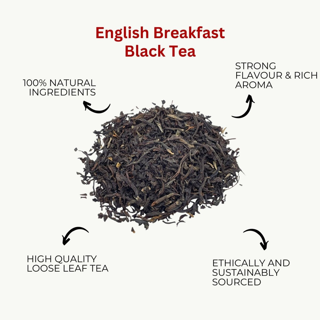 Camellios English Breakfast loose leaf black tea blend shown in its natural raw dried state — view 3