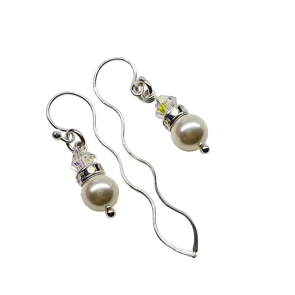 Innovative 925 Silver Swarovski Crystal Pearl Ear Threaders-0