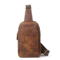 Erling leather sling bag in premium full-grain brown leather with an adjustable crossbody strap.