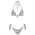 Positano Sun triangle bikini set, two piece seamless swimwear with gold shell tassels