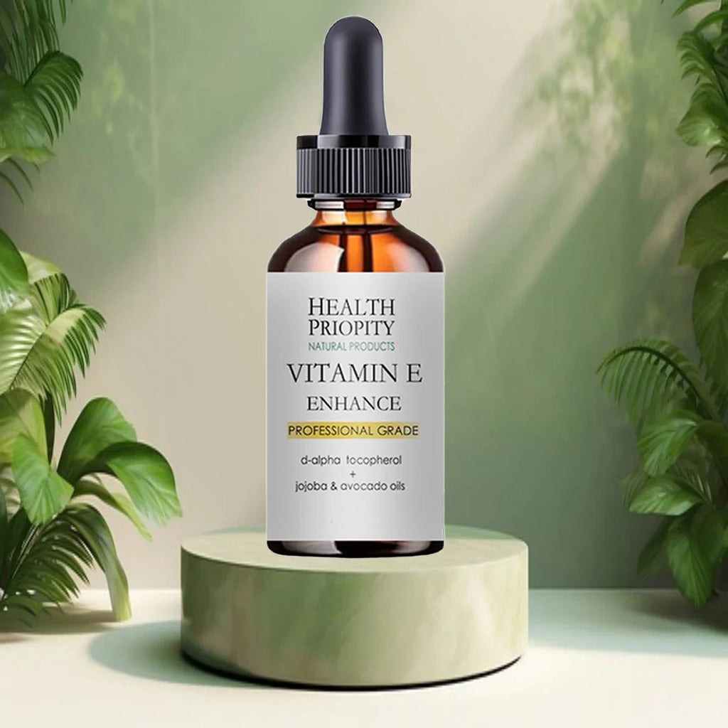 Dropper bottle of natural vitamin E essential face essence for hydrating and brightening radiant skin. — view 3