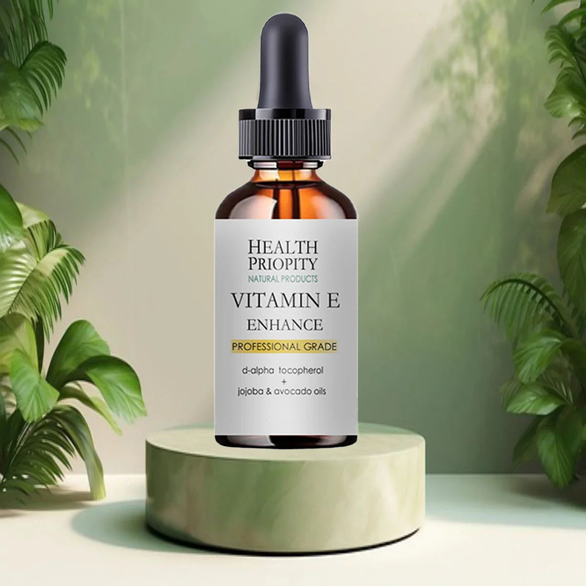 Dropper bottle of natural vitamin E essential face essence for hydrating and brightening radiant skin. — view 3