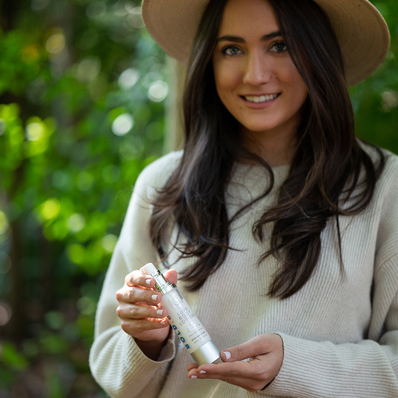 Nano powered CBD luxe body lotion in a travel size bottle with natural botanical ingredients — view 2