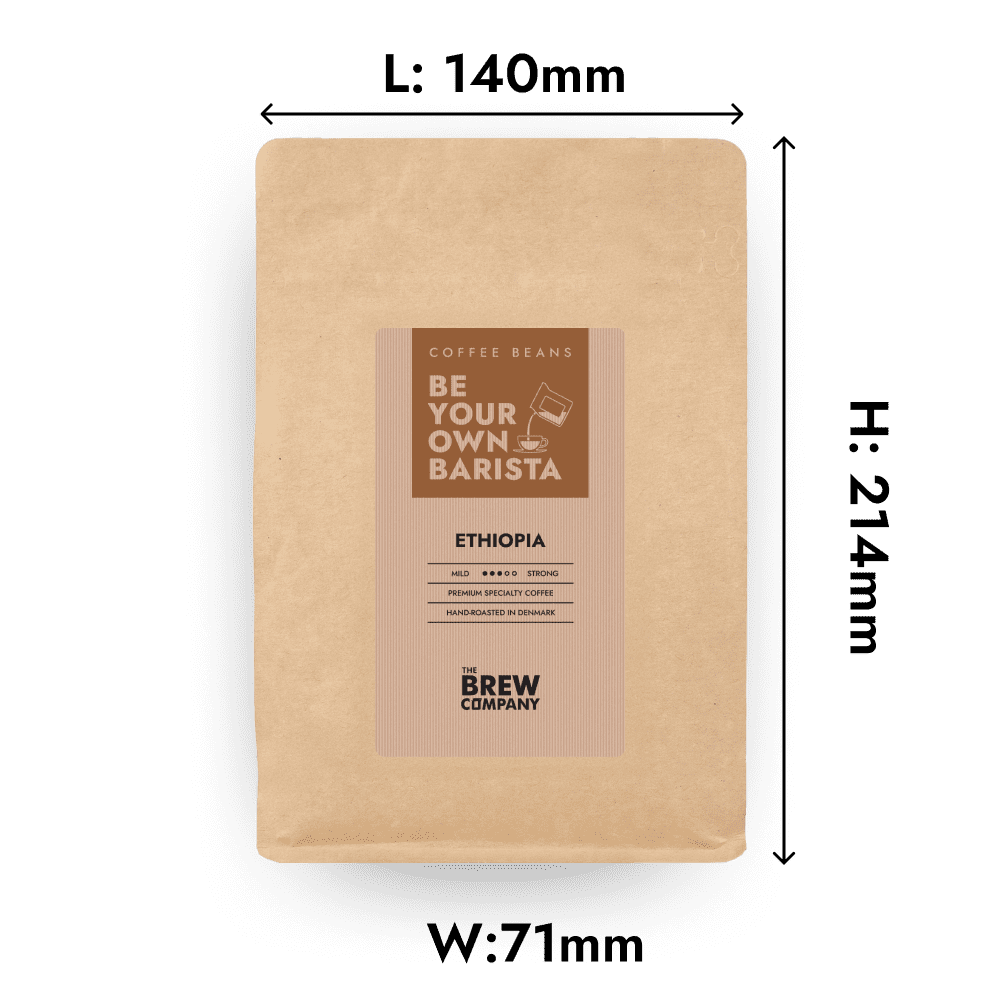 Ethiopian Sidamo whole bean coffee in eco-friendly kraft paper packaging with brand label — view 2