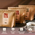 333g Brazil specialty coffee beans in premium packaging surrounded by freshly roasted whole beans
