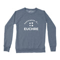 Women's Euchre Crew Sweatshirt, Heather Navy-0