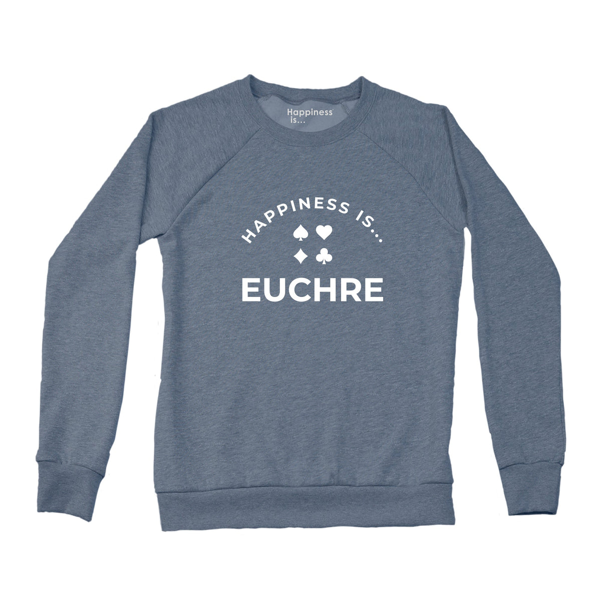 Women's Euchre Crew Sweatshirt, Heather Navy-0
