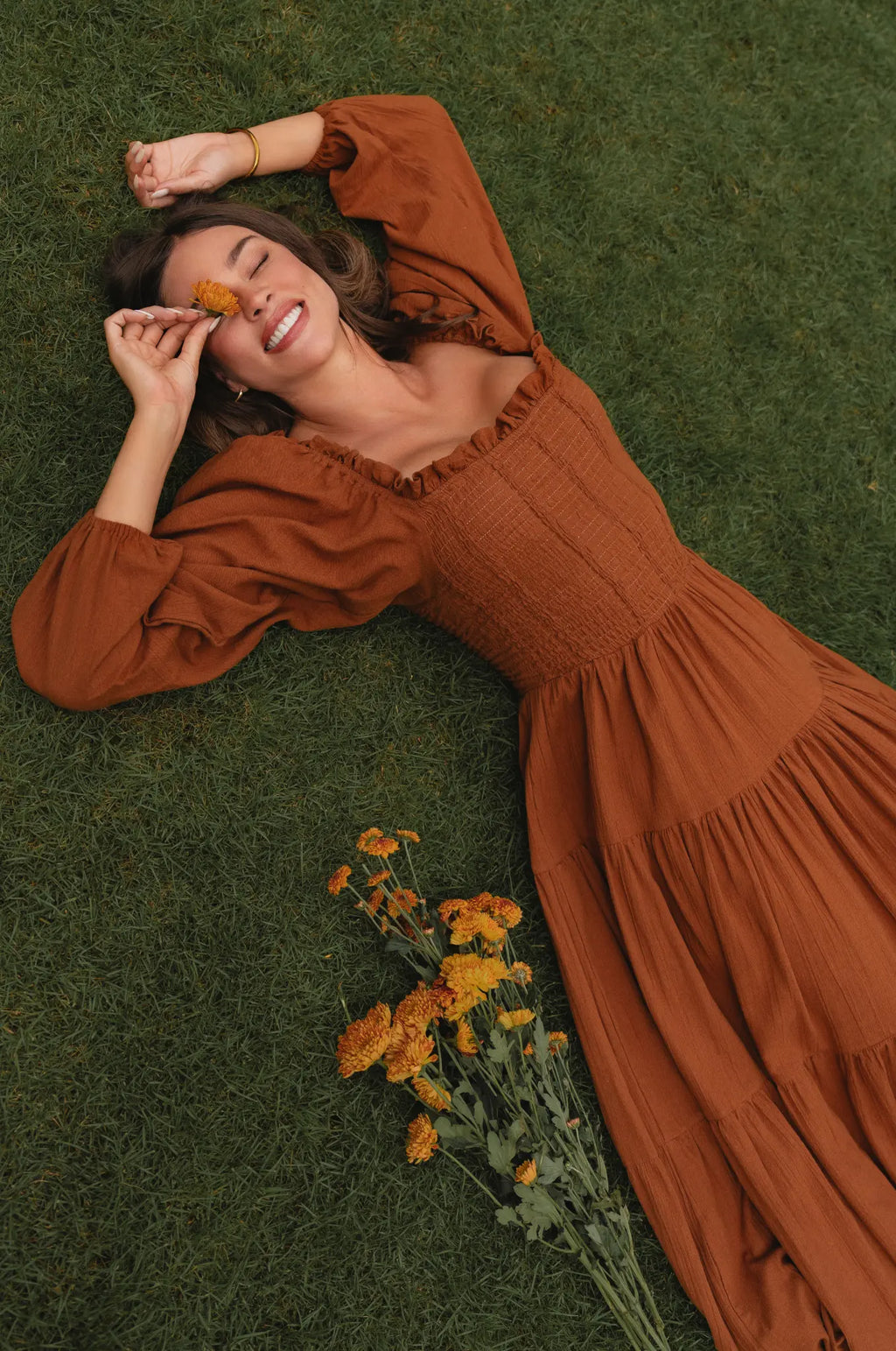 Evangeline Tiered Linen Midi Dress-0